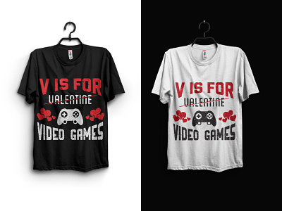 V is for video games t-shirt design. apparel boy girl tshirt branding fashion game lover graphic design love quote t shirt design tshirt design v for video game valentine day video game