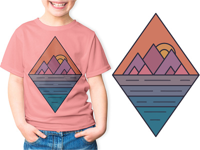 outdoor t shirt design. adult apparel baby beach boy girl tshirt branding children fashion graphic design hill lineart line art little logo mountain peak sky sun t shirt design t shirt design tshirt design