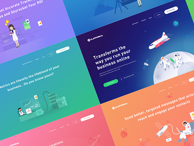 Platformly Feature Pages astronaut design engineer illustration landing page lp outer space rocket space website