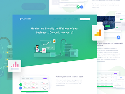 Platformly Metrics computer gradient hero illustration landing landing page machine metrics platformly statistic ui website