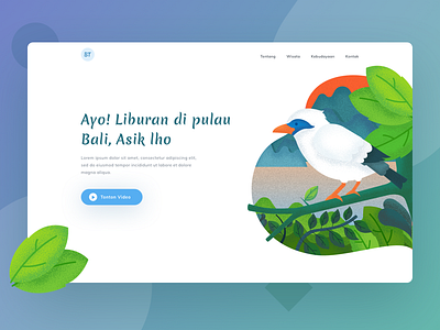 Header For Bali Landing Page bali bird color illustrat landing page paradise vacation website
