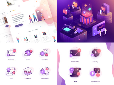 Paperpillar Top 4 2018 character gradient icons illustration landing page website