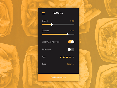 DailyUI 007 – Settings 007 dailyui design food restaurant settings ui