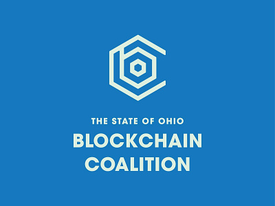 The State of Ohio Blockchain Coalition Logo block chain blockchain coalition concentric geometric hexagon monogram ohio