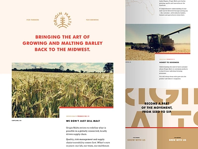 Origin Malts Microsite beer branding brew brewery cream farm farming gold malting malts marketing site microsite origin red seed sip website wheat