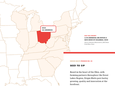 Origin Malts Microsite brewery brewing malting map map ui microsite midwest ohio seed seed to sip sip ux website