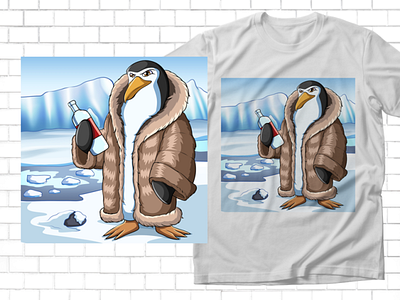 Penguin in fur Coat adobe photoshop adobe portfolio cartoon cartoon character character design graphic design illustration illustrator mascot merchandise t shirt