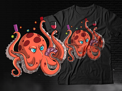 Gambling Octopus adobe photoshop art branding cartoon character design graphic design illustration mascot merchandise tshirt vector