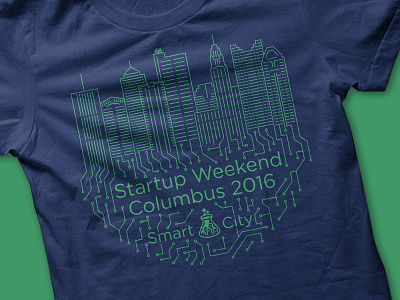 Startup Weekend Columbus 2016 Shirt Design apparel circuits city columbus lines startup startup weekend tech tshirt
