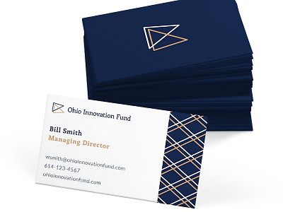 Ohio Innovation Fund Business Cards brand business card gold innovation navy ohio plaid venture capital