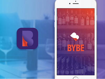 BYBE App Branding alcohol app brand bright coupons drinks logo purple red startup type