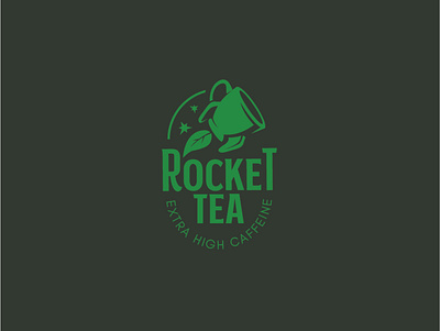 Rocket Tea caffeine coffee cup design drink label leaf logo product rocket tea