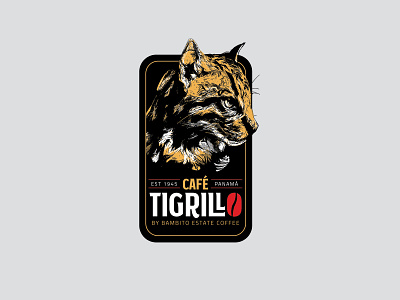 Café Tigrillo branding cat character coffee drawing drinks label logo panama tiger