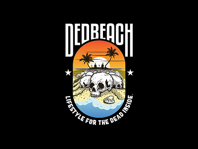 Dedbeach Tshirt Design bay coast dead graveyard island palms skulls sunset tshirt art