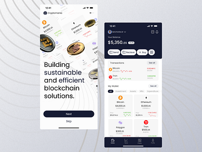 Crypto Mobile App UI Design: Onboarding and Home Screen. crypto design fintech mobile mobile app ui web3
