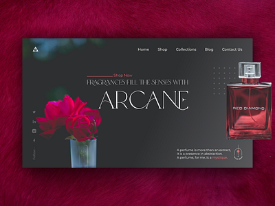 Arcane arcane clean ui fragrance header landing page scent typography velvet web design