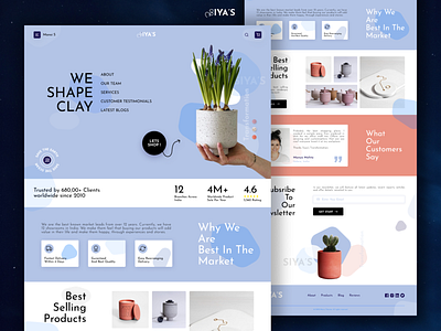 Siya's Transformation branding ceramics clay ecofriendly ecommerce editorial landing page layout mugs tacit webdesign website