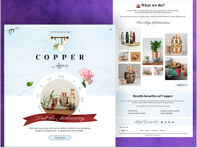 COPPER AFFAIR affair brandmark copper affair copperware initial landing page mystical native playful principle webdesign youthful
