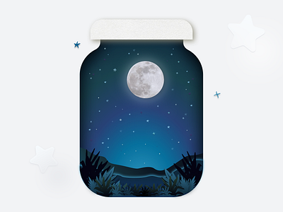 Inside Jar II design illustrations inside jar life moon night time out of the box part 2 stars vector