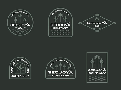 Secuoya Co. Badges adventure badge badges camping hiking hipster icon insignia linework logo minimalist monoline outdoor patch retro secuoya sequoia trees vintage wander