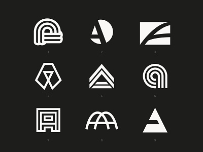 A Lettermarks abstract concept design exploration geometric icon letter mark lettermark logo logo mark logomark minimal minimalist typography
