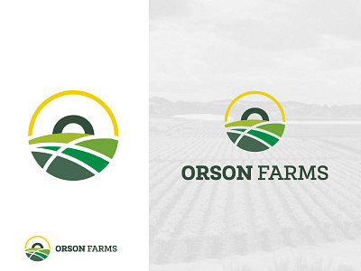 Orson Farms Logo agricultural agriculture agro badge circle crop farm farms field fields horizon letter o logo minimalist ranch round slab serif sun sunset yield