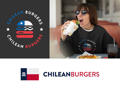 Chilean Burgers Logo badge branding burger burgers chile circle fast food flag hamburger hamburger icon hamburgers hipster icon logo mcdonalds round south america stars textured vintage