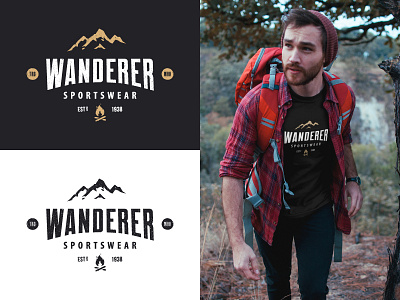 Wanderer Sportswear Logo adventure badge branding camp camping diamond emblem explore hike hiking hipster logo mountain outdoor logo retro sportswear vintage wander wanderer wanderlust