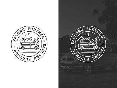Explore Further Logo badge camping explore forest geometric hipster icon illustration art linear icons minimal minimalist modern mountains outdoor road trip tent travel van life vanlife wanderlust