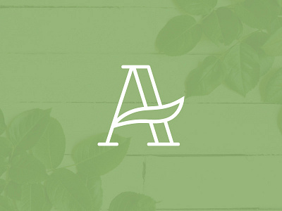 A Leaf Lettermark a clean green icon letter lettermark line mark minimalist organic serif vegan