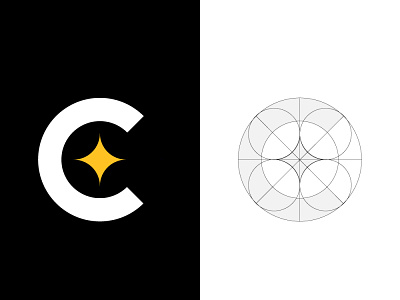 C Star lettermark c creative design geometric golden ratio guide guidelines guides letter lettermark lines logo mark minimal minimalist modern night star