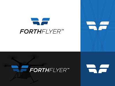 Forth Flyer Logo & Brand Identity aereal aero aeroplane brand identity branding delivery drone fly forward geometric icon lettermark logo mark minimalist modern monogram wings