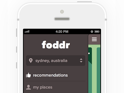 Foddr iOS app flat ios sidebar ui