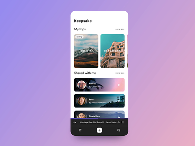 Keepsake , create playlists while traveling interaction interaction design music swipe travel app ui visual design