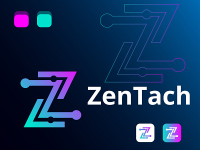 ZenTach logo company logo creative logo design graphic design illustration logo logo design modern logo rafikhassan87 z logo zentach logo