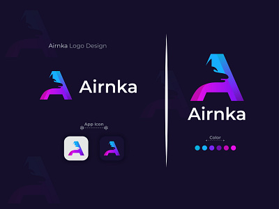 Airnka Logo Design a logo airnka logo design app icon business logo creative logo design graphic design logo logo design modern logo rafik hassan rafikhassan87