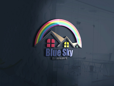 Blue Sky (Real Estate Logo) 3d animation design illustration logo typography