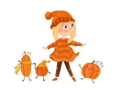 Girl and Pumpkins