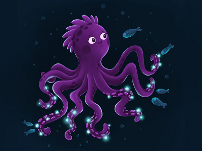 Octopus book illustration character cute design illustration octopus