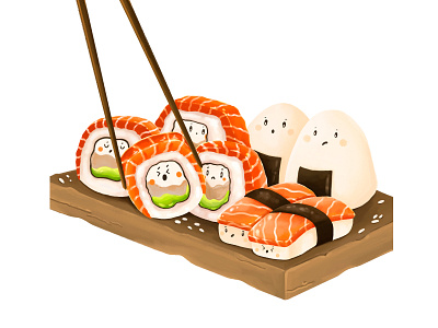 Sushi Babies book illustration character cute design fantasy illustration sushi