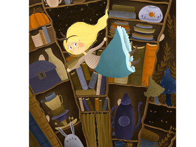 Alice down the rabbit hole. Fantasy illutration. alice alice in wonderland book illustration character cute fantasy illustration
