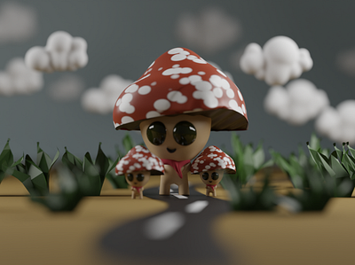 Mushrooms 3d abstract design blender mushroom