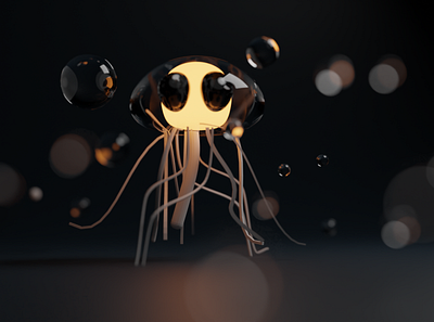 Jellyfish 3d blender cute character design fish jellyfish light