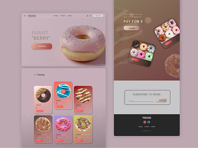 Landing page for Donuts online store app bakery branding design doughnut figma graphic design invite sweet ui ux web design
