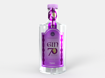 Gin glass Bottle 3d branding graphic design logo