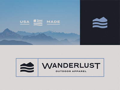 Wanderlust, II apparel badge branding design icon lockup logo logo design mountain outdoors river tag wander wanderlust