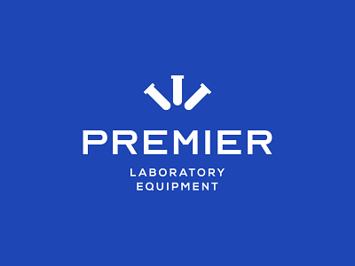 Premier Labs brand branding label labratory logo logo design minimal science test tube typography
