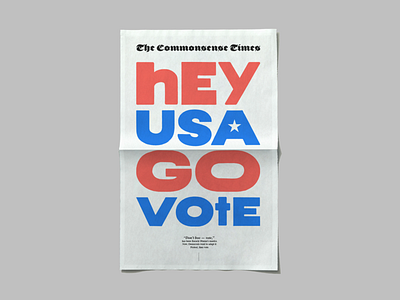 Hey USA, Go Vote america branding election illustration logo newspaper patriotic red white and blue typography vote