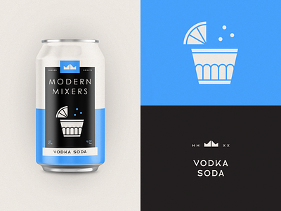 Modern Mixers | Vodka Soda branding can canned cocktail crown drink label logo logo design m mm packaging soda spirits typography vodka