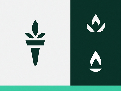 Keep It Positive, II branding flame flames geometric green growing growth leaf leaves logo logo design mark minimal positive sprout torch